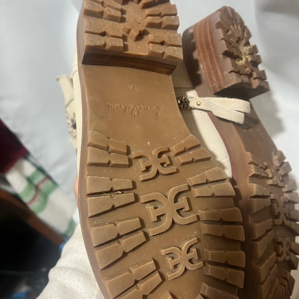 Sam Edelman Tenlee Leather Cream Lace-Up Winter Boots Size 7.5 - Picture 9 of 9